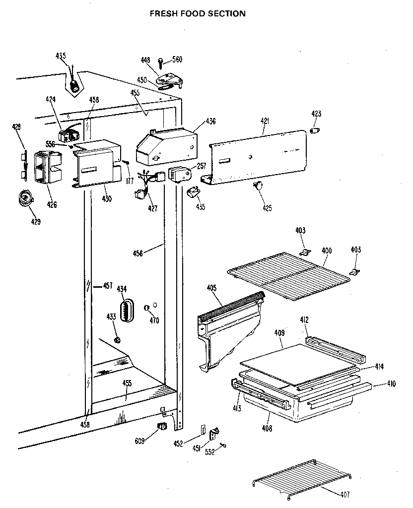 GE TFX19LKD fresh food section diagram