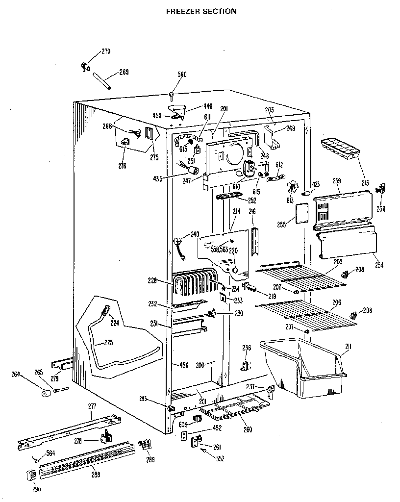 GE TFX19LKD freezer section diagram