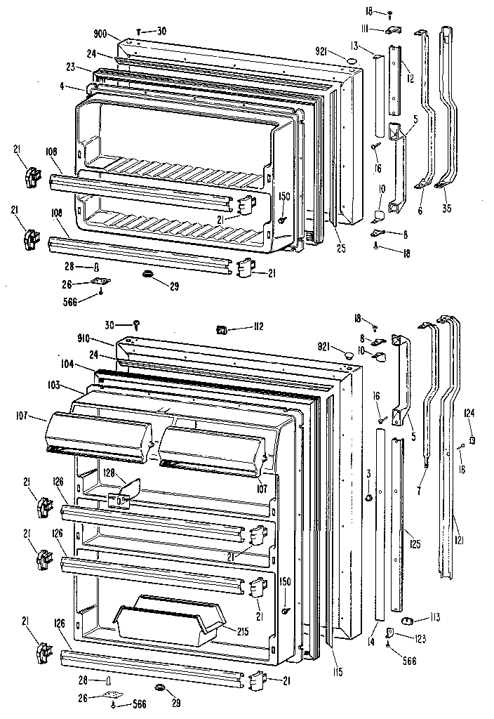 GE TBX18ZLJ doors diagram