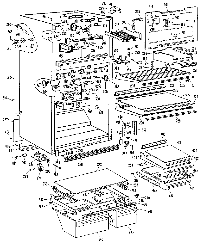 GE TBX18ZLJ cabinet diagram