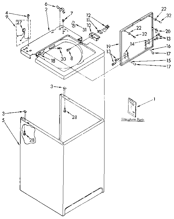 Kenmore 11082407830 top and cabinet diagram