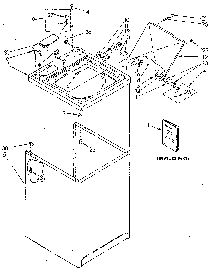 Kenmore 11082891710 top and cabinet diagram