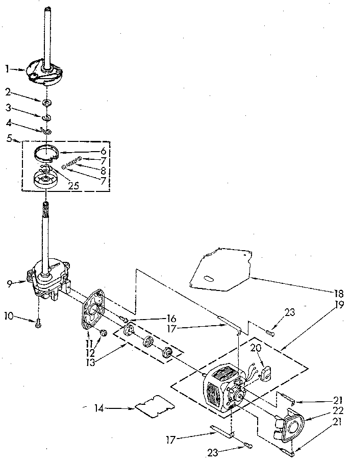 Kenmore 11082891710 brake, clutch, gearcase, motor and pump diagram