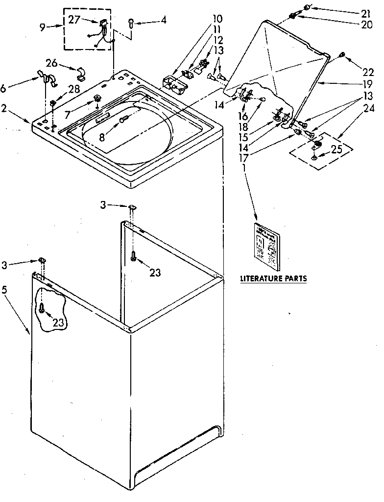 Kenmore 11082979700 top and cabinet diagram