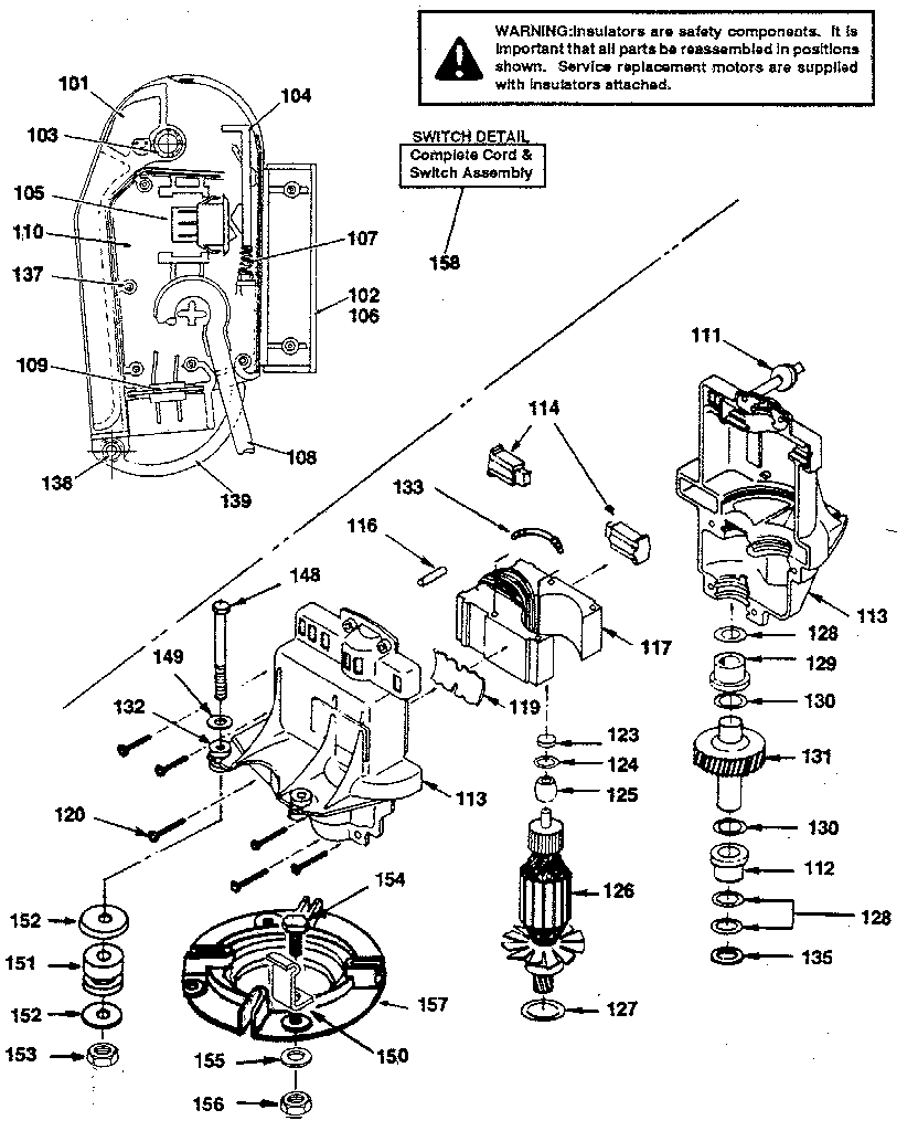 Craftsman 247370305 motor & switch assembly diagram