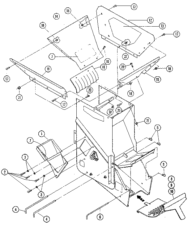 Troybilt TOMAHAWK4HP SERIAL W403145 AND UP hopper segment diagram