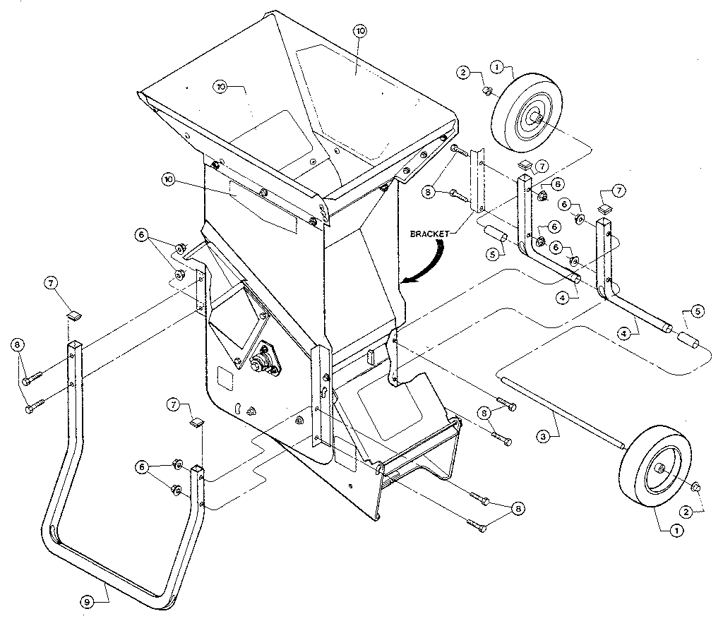 Troybilt TOMAHAWK4HP SERIAL W403145 AND UP axle bracket assembly diagram