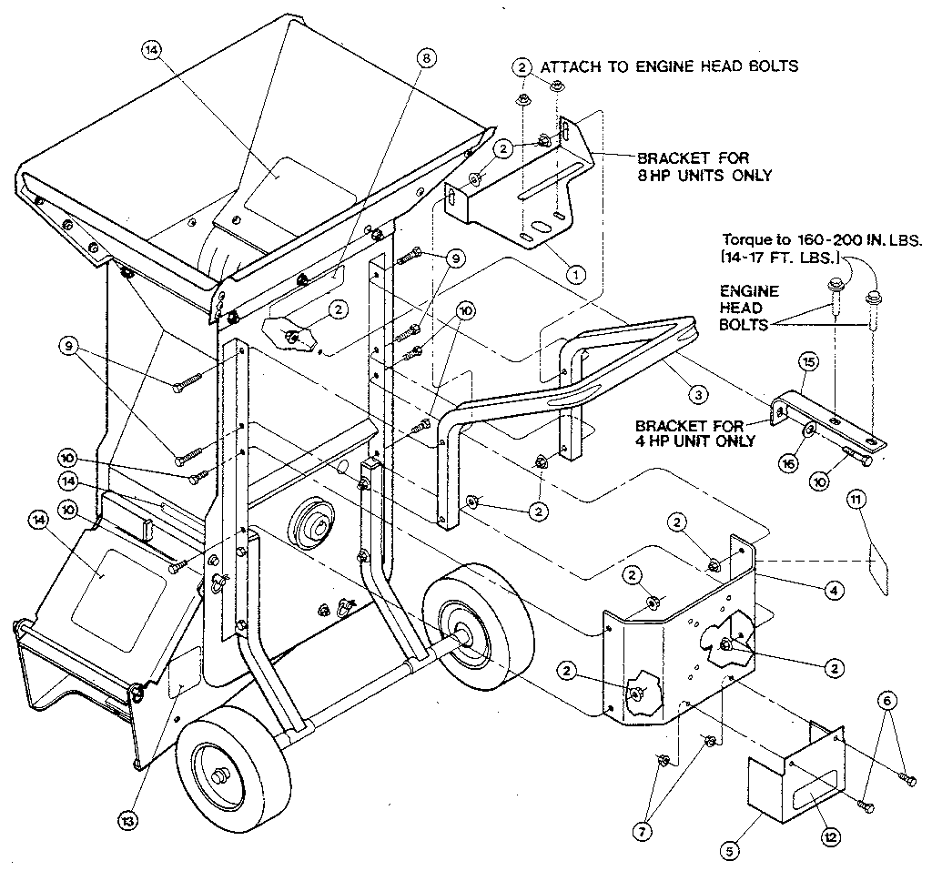 Troybilt TOMAHAWK4HP SERIAL W403145 AND UP engine mounting plate diagram