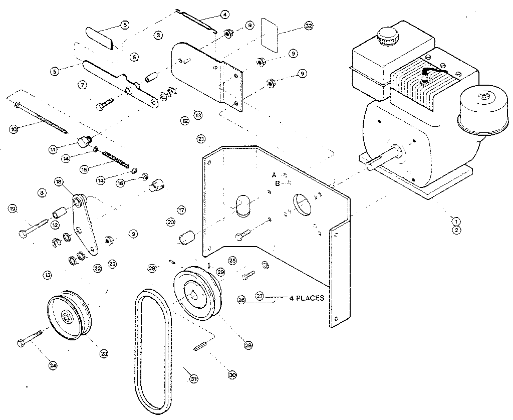 Troybilt TOMAHAWK4HP SERIAL W403145 AND UP engine diagram