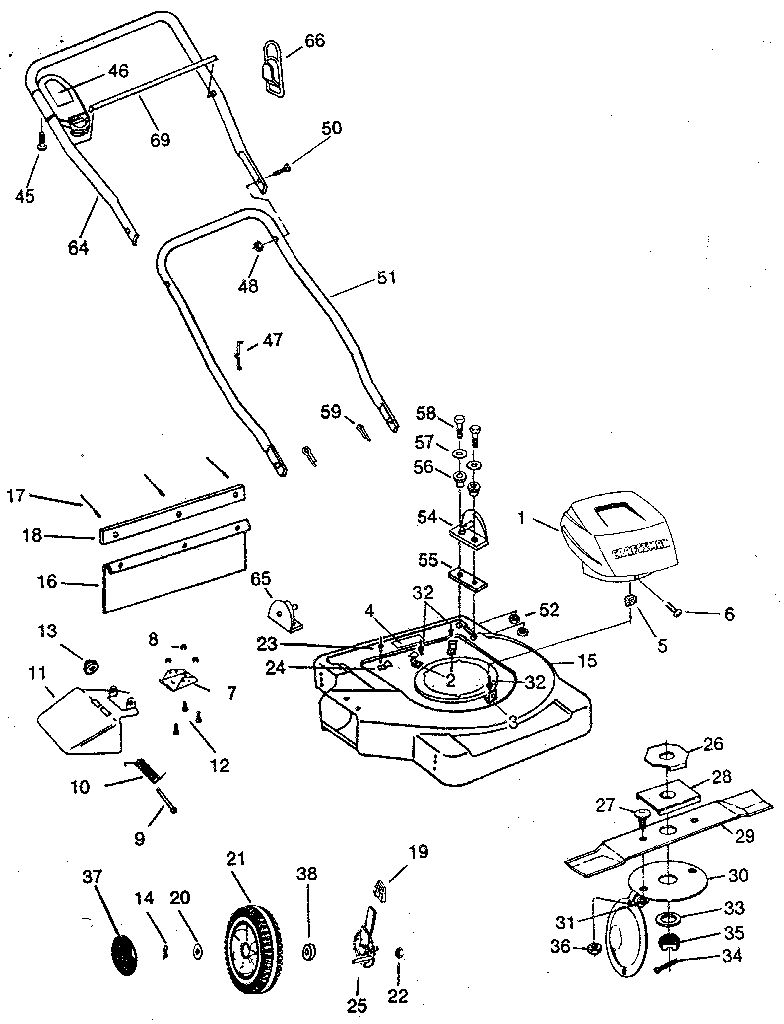 Craftsman 247370221 handle assembly diagram