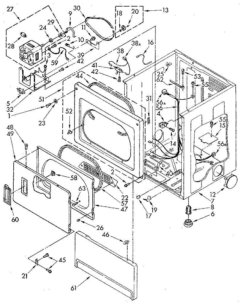 Kenmore 11086402800 lower cabinet & front panel diagram