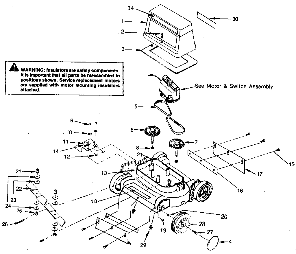 Craftsman 247370105 twin blade electric lawn mower diagram