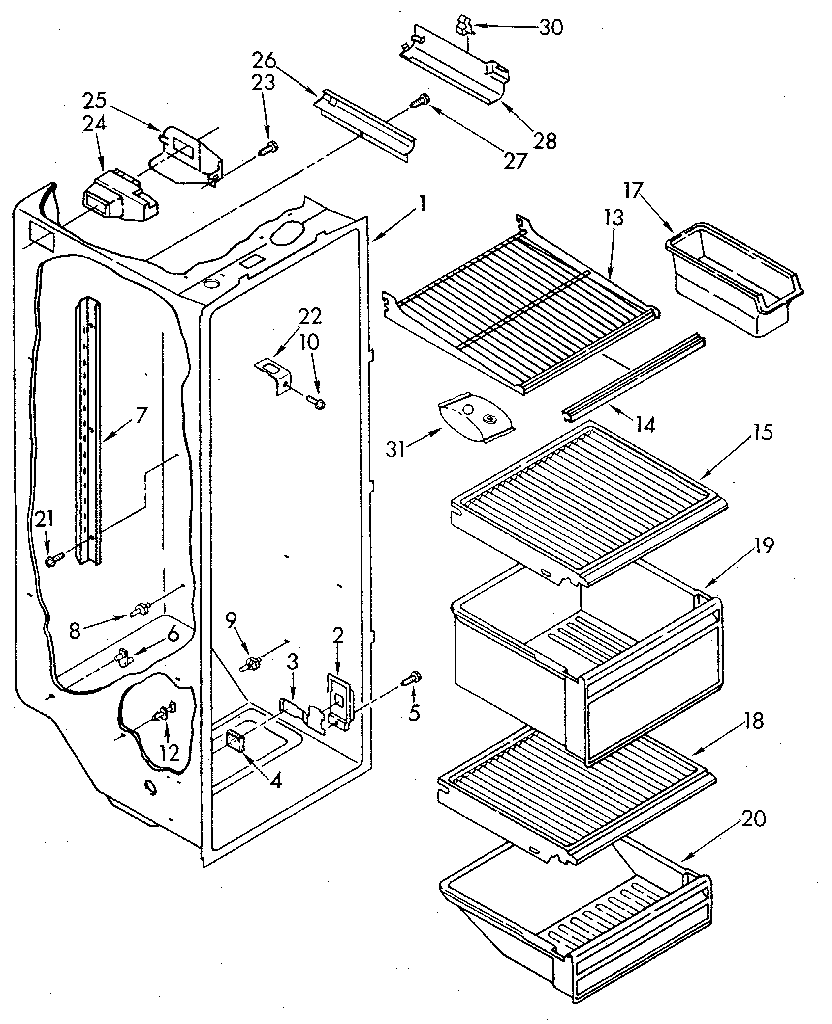 Kenmore 1069510410 refrigerator liner diagram