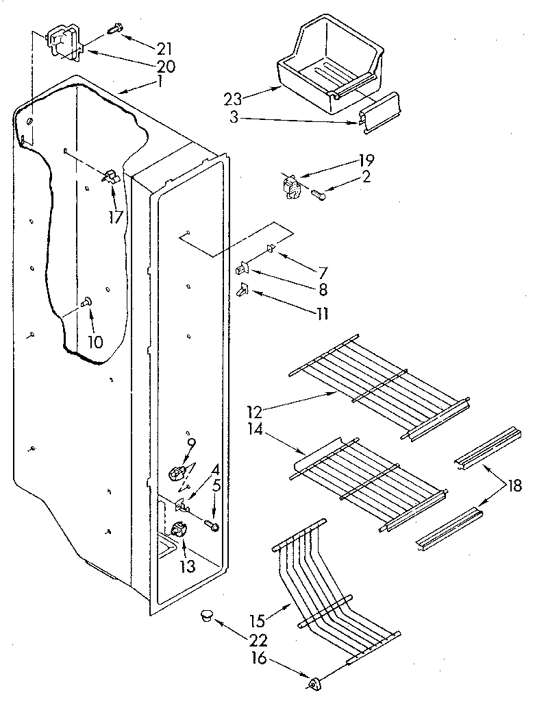 Kenmore 1069510410 freezer liner diagram
