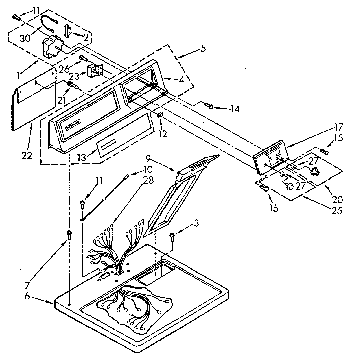 Kenmore 11086950800 top and console diagram