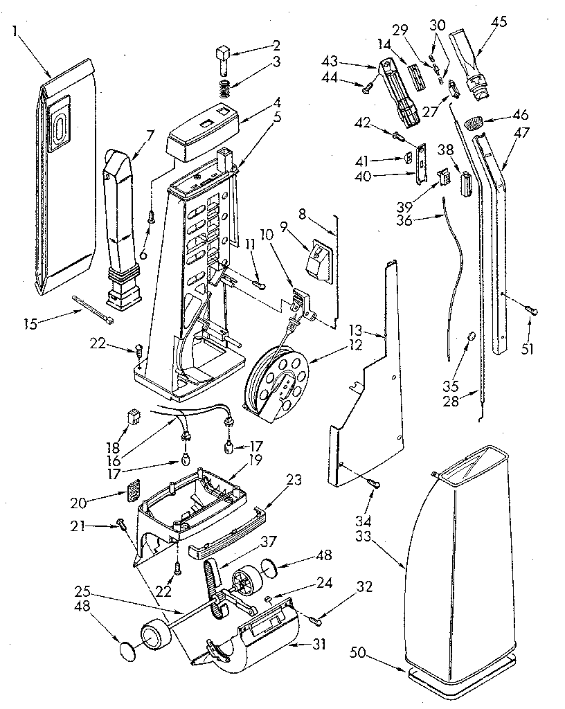 Kenmore 1163956580 handle and bag housing diagram