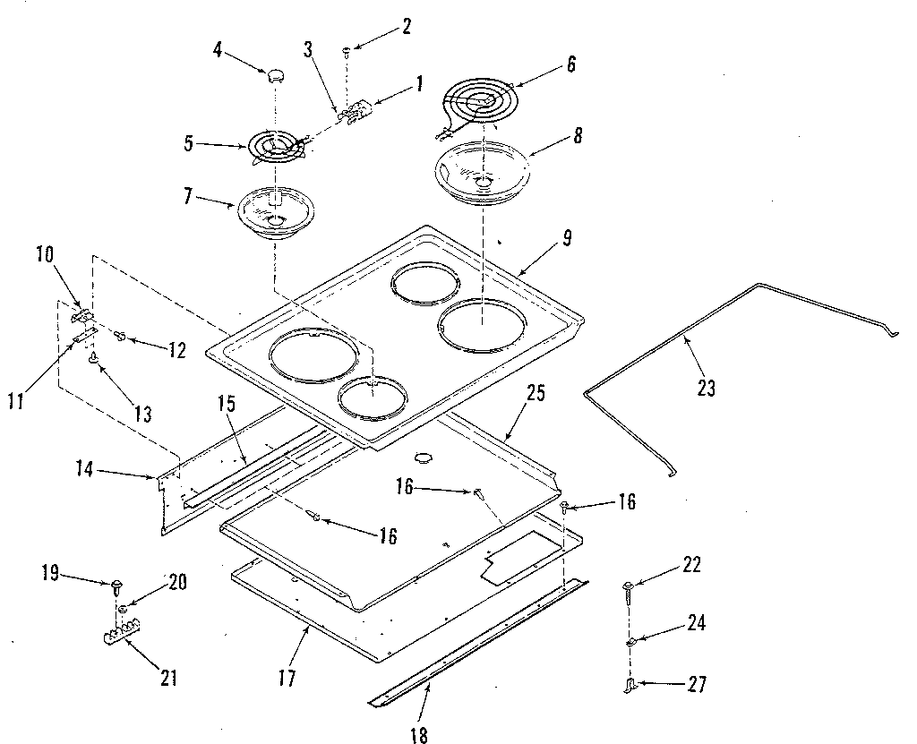 Kenmore 9114558818 main top diagram