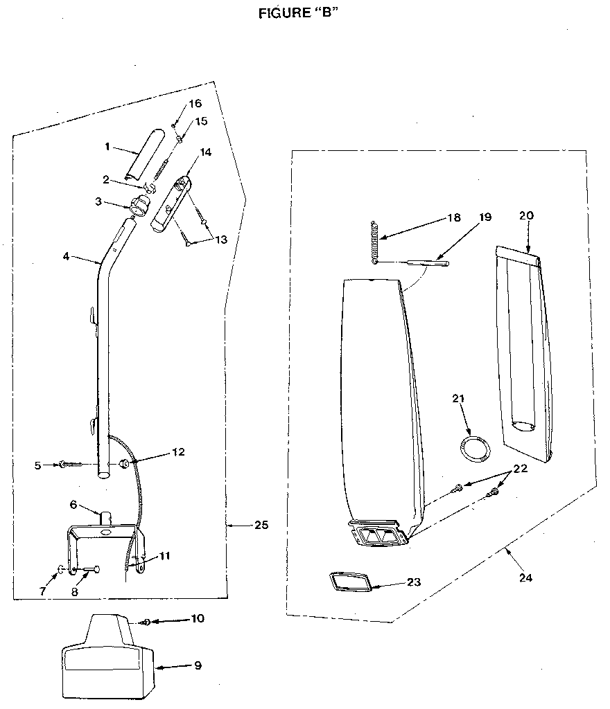 Kenmore 1753926080 handle and bag housing diagram