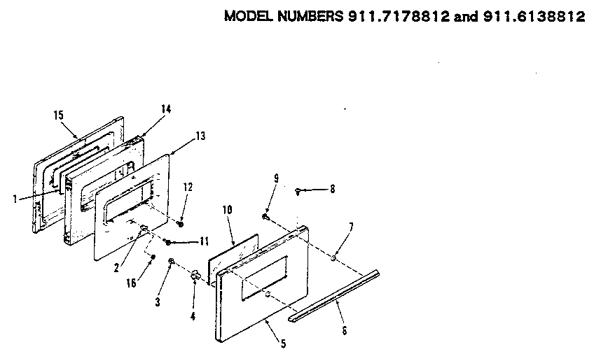 Kenmore 9117178812 oven door diagram