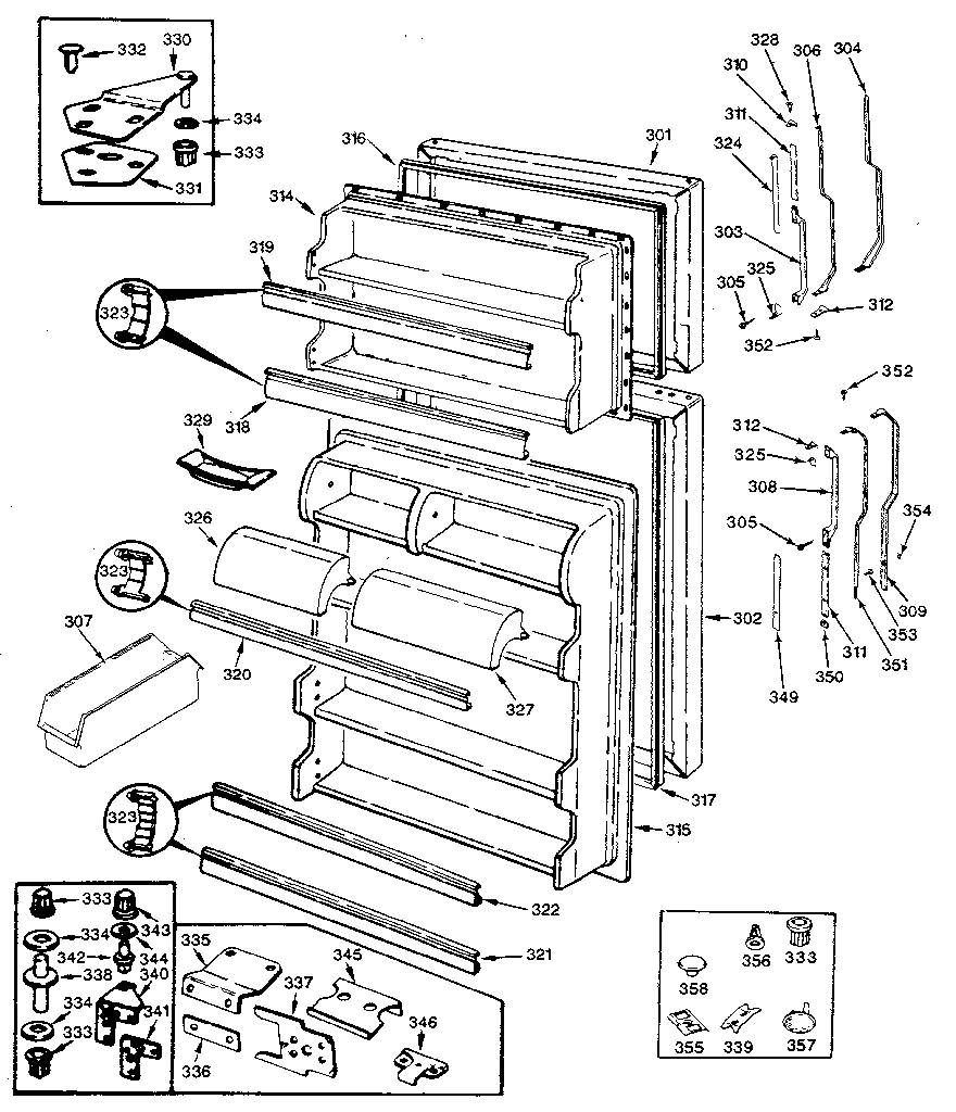 GE TBXS19BLC door diagram
