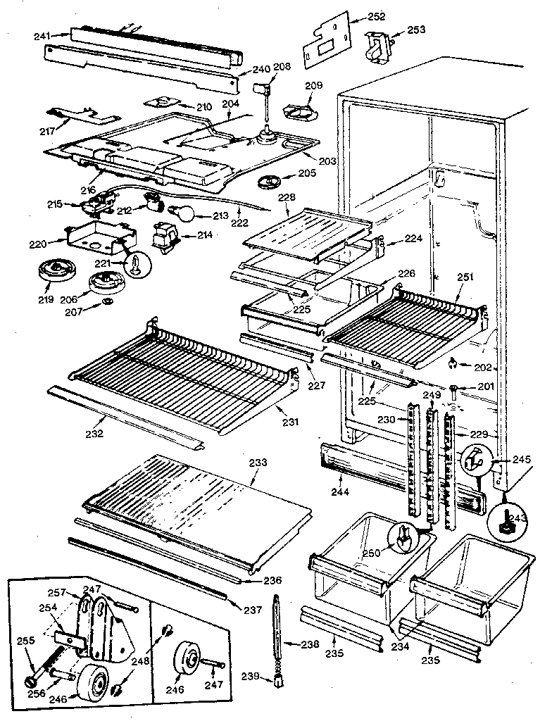 GE TBXS19BLC fresh food compartment diagram