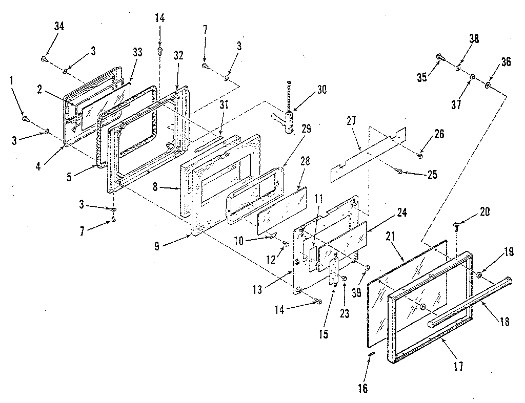 Kenmore 9114088816 oven door section diagram