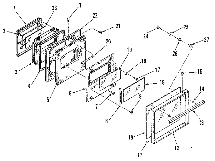 Kenmore 9113138818 oven door section diagram