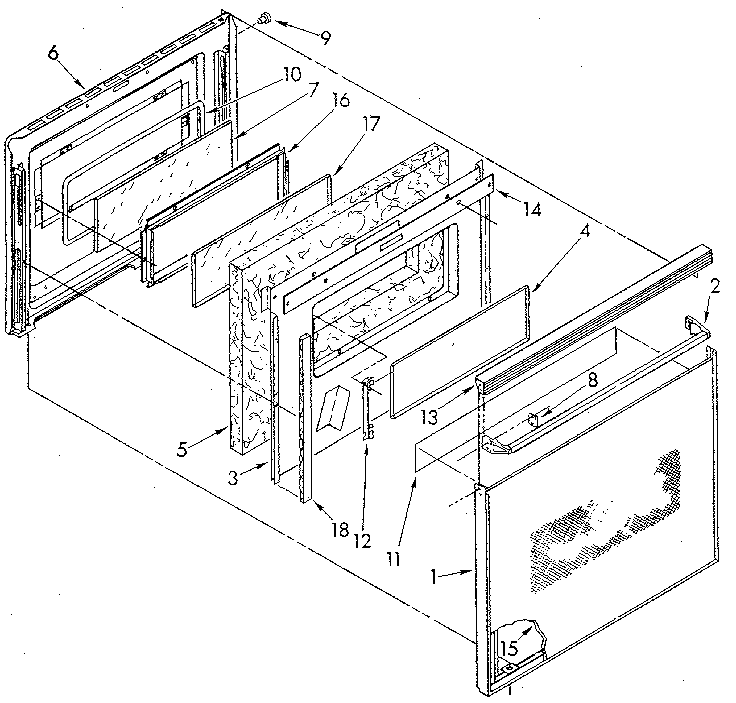 Kenmore 6654428990 upper oven door diagram