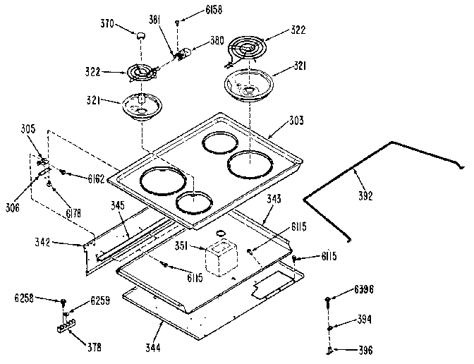 GE JDP37G0L1 cooktop diagram