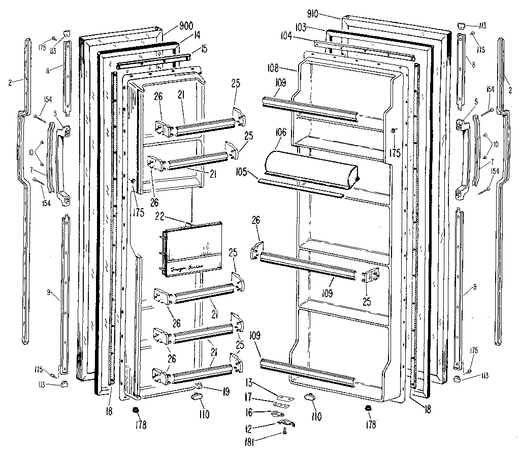 GE TFX24ZLG doors diagram