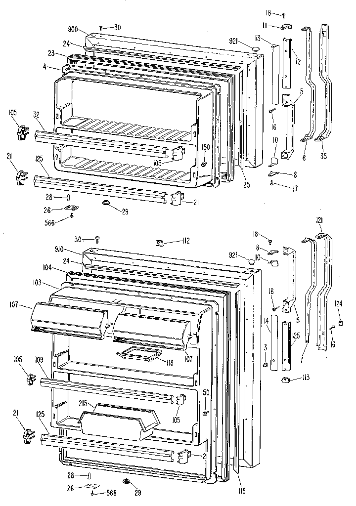 GE TBX21PKGR doors diagram