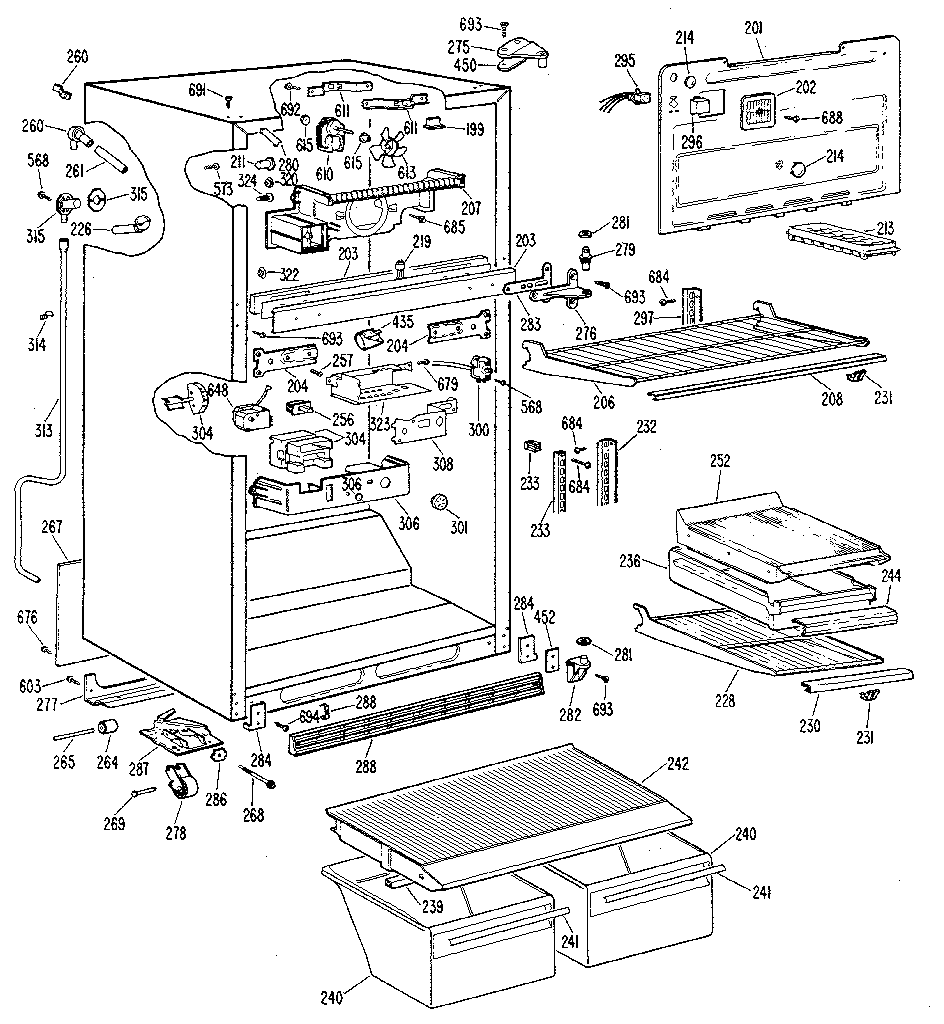 GE TBX21PKGR cabinet diagram