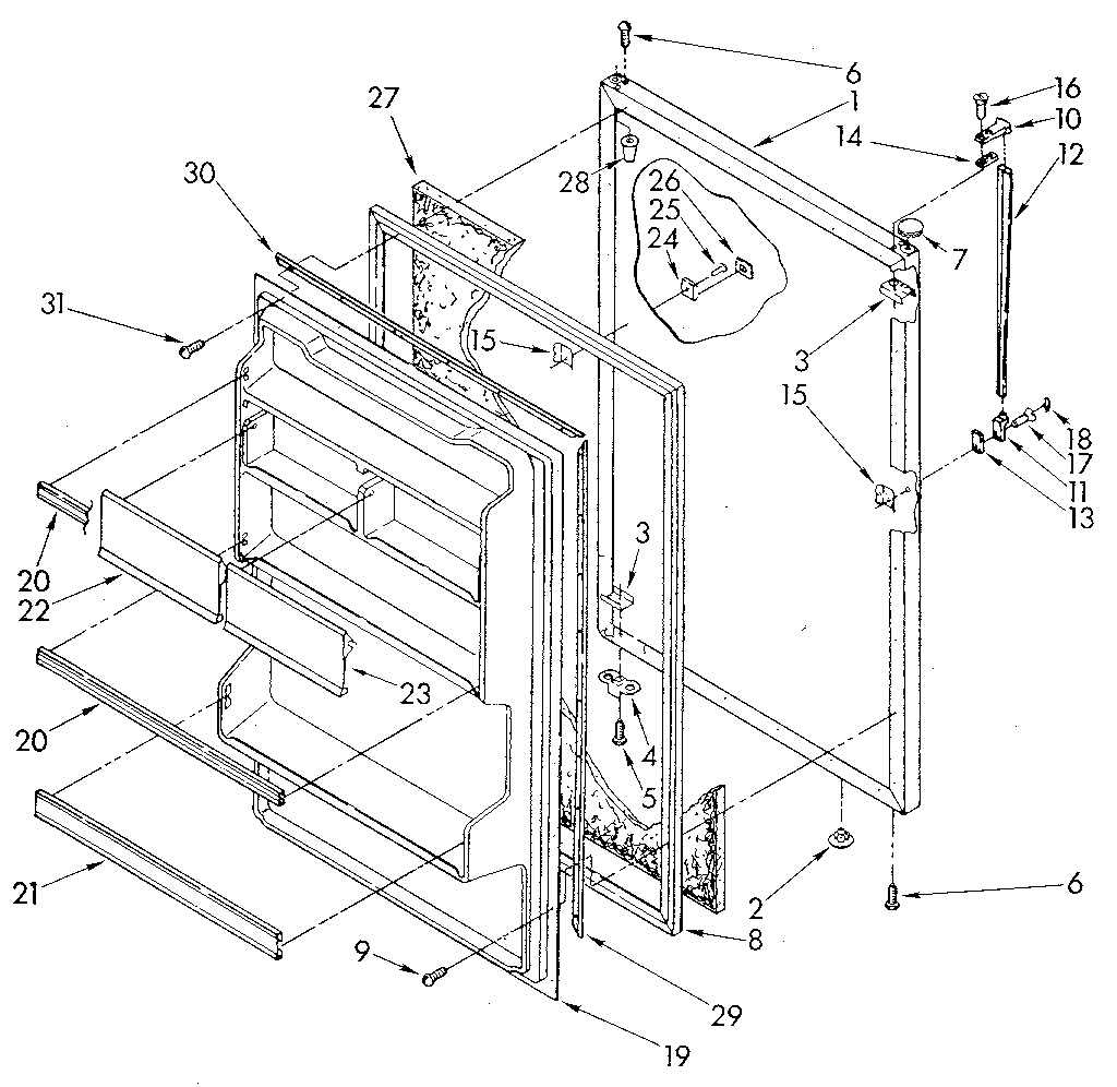 Whirlpool ET18GKXSN0B refrigerator door diagram