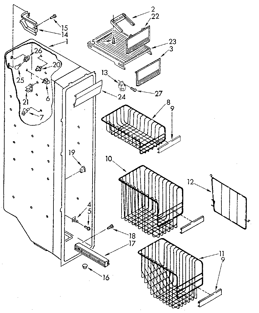 Whirlpool ED25DWXTW04 freezer liner diagram