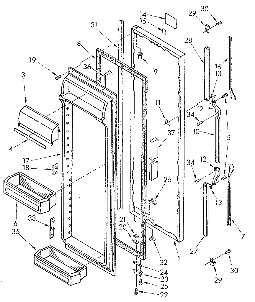 Whirlpool ED25DWXTW04 refrigerator door diagram