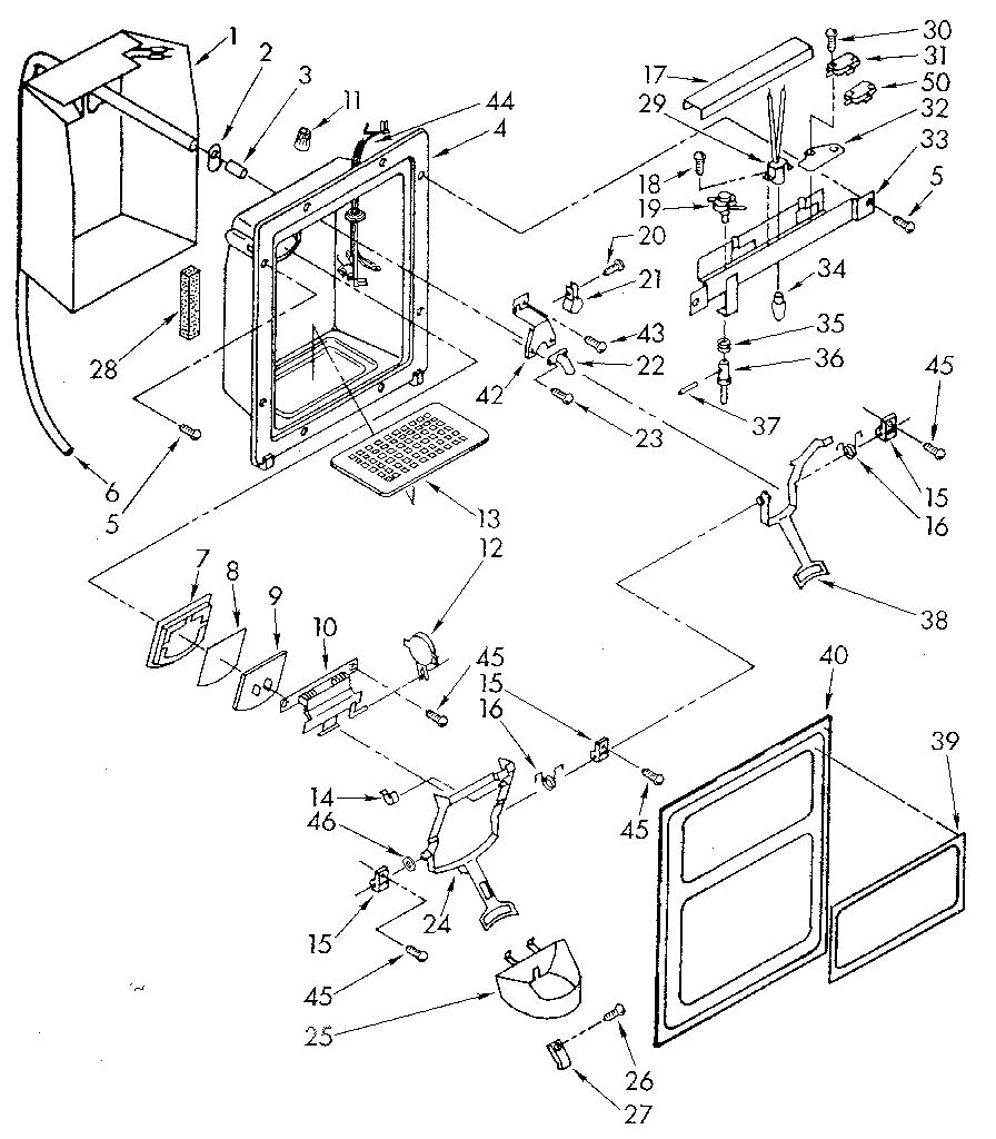 Whirlpool ED25DWXTW04 dispenser front diagram