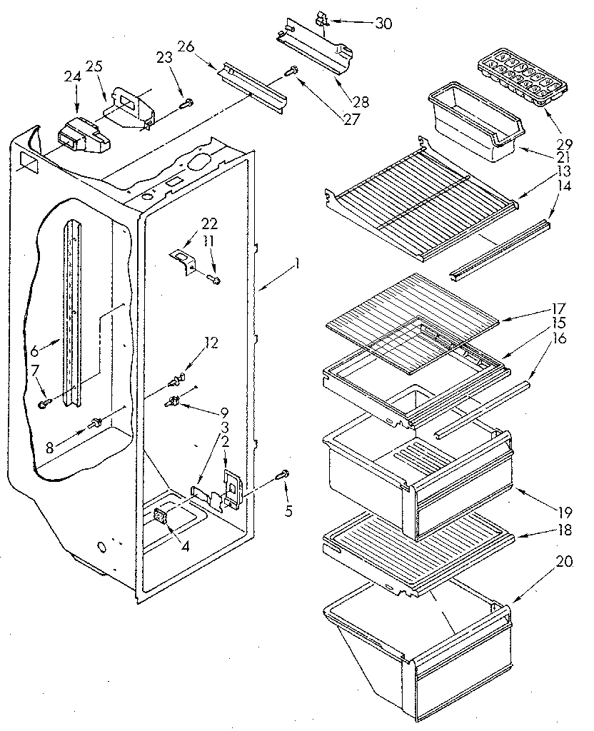 Whirlpool ED20AKXSW03 refrigerator liner diagram