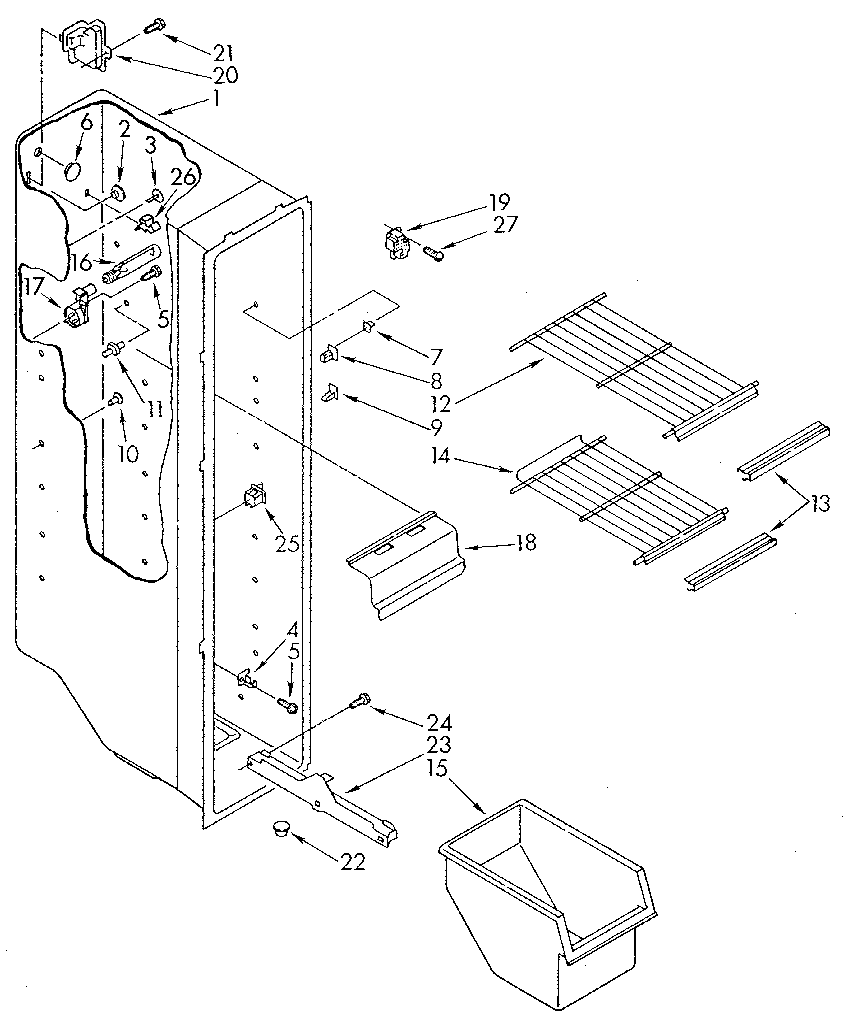 Whirlpool ED20AKXSW03 freezer liner diagram