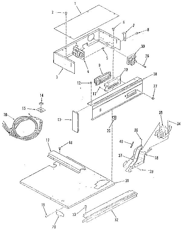 Kenmore 9114038896 control panel section diagram