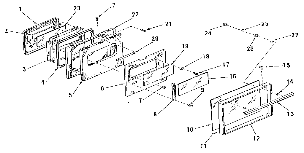 Kenmore 9114038896 oven door section diagram