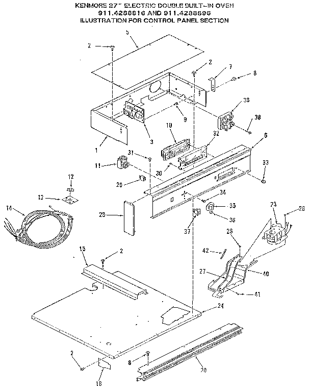 Kenmore 9114288816 control panel section diagram