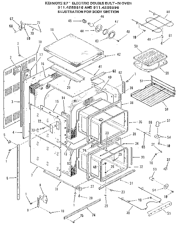Kenmore 9114288816 body section diagram