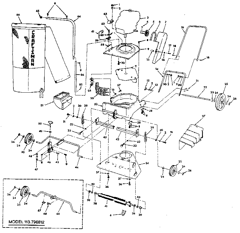 Craftsman 113796812 replacement parts diagram