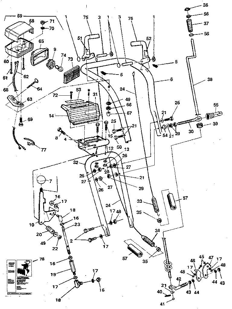 Craftsman 536885020 handle assembly diagram