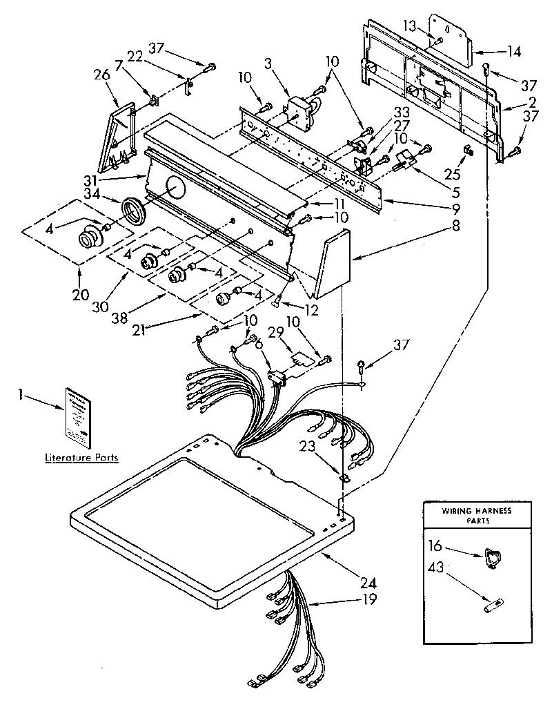 Kenmore 11086984310 top and console diagram