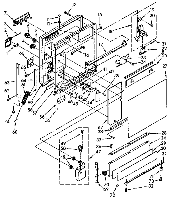Kenmore 6651779580 door and toe panel diagram
