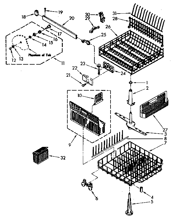 Kenmore 6651779580 dishrack diagram