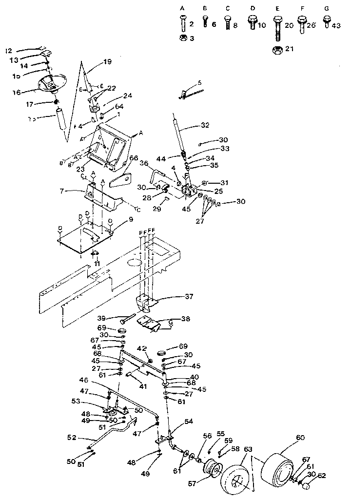Craftsman 917254642 steering and front axle diagram