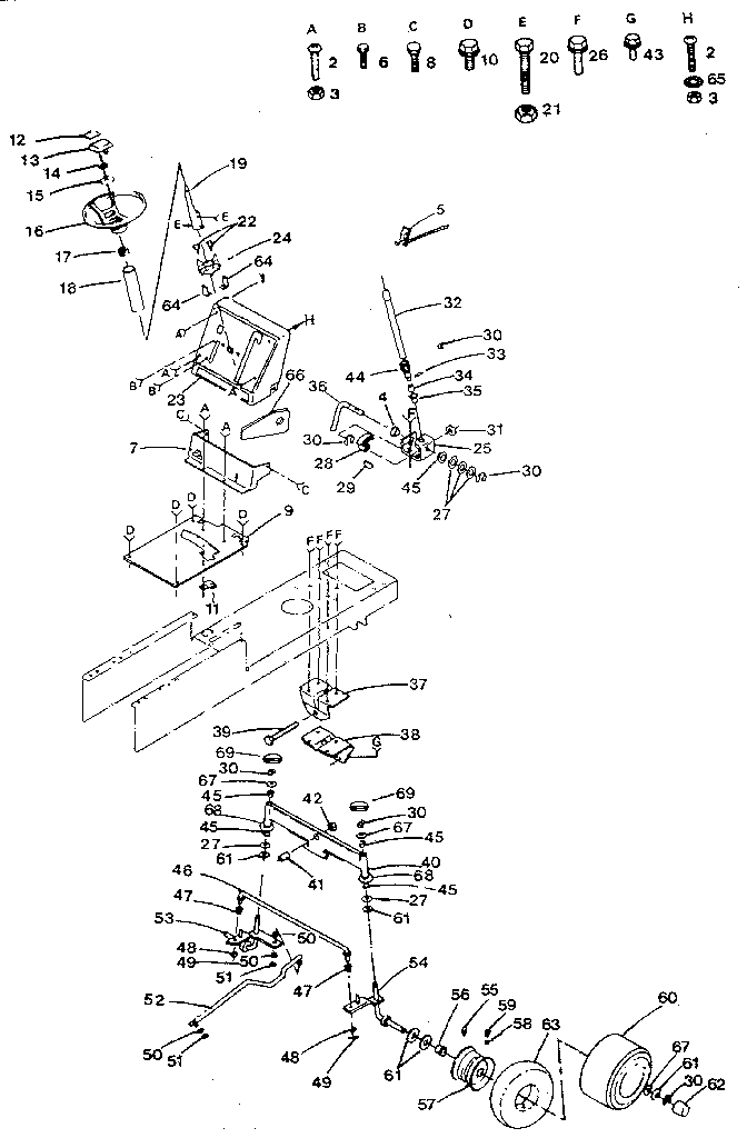 Craftsman 917254623 steering and front axle diagram