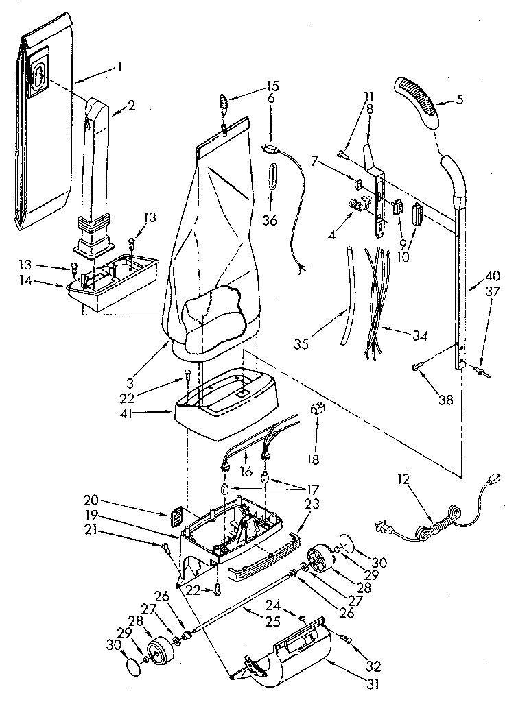 Kenmore 1163927280 handle and bag housing diagram